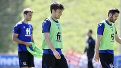 Silva durante el entrenamiento de la Real Sociedad.