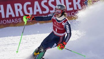 VAL D'ISERE, FRANCE - DECEMBER 11: Lucas Braathen of Team Norway celebrates during the Audi FIS Alpine Ski World Cup Men's Slalom on December 11, 2022 in Val d'Isere, France. (Photo by Michel Cottin/Agence Zoom/Getty Images)