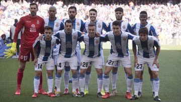 El once del Espanyol en el derbi contra el Barcelona.