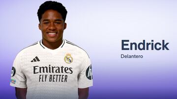 Endrick, en la plantilla del Real Madrid que aparece en la web oficial del club.