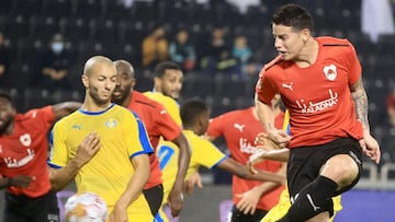 James Rodr&iacute;guez, volante del Al Rayyan, anot&oacute; su quinto gol en Qatar en la derrota 3-2 ante Al Gharafa. A pesar de la derrota fue uno de los m&aacute;s activos