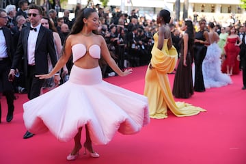 Lena Mahfouf en la alfombra roja de "The History of Sound".