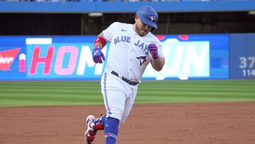 May 31, 2022; Toronto, Ontario, CAN; Toronto Blue Jays designated hitter Alejandro Kirk (30) rounds third base on his two run home run against the Chicago White Sox during the second inning at Rogers Centre. Mandatory Credit: John E. Sokolowski-USA TODAY Sports