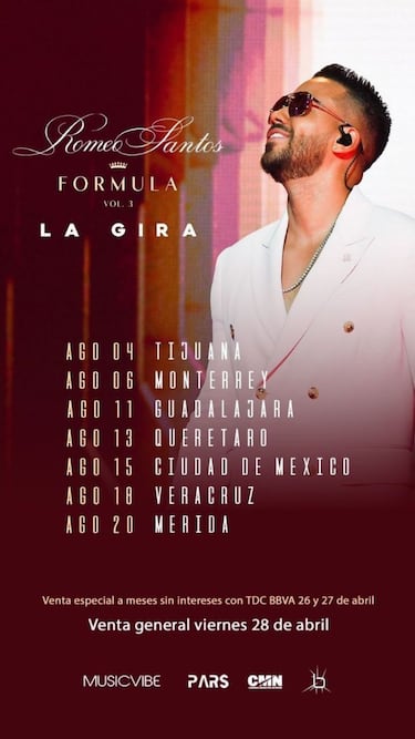 Gira de Romeo Santos en México 2023: precios, puntos de venta y cómo comprar los boletos 
