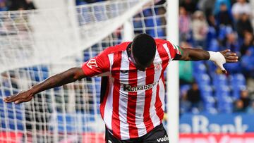 Iñaki Williams celebra el 0-2 en Butarque.