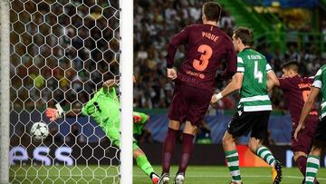 El gol de Coates en propia puerta que vali&oacute; la victoria al Barcelona en el estadio del Sporting de Portugal.