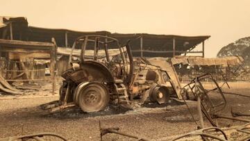 Con un quitanieves chamuscado en primera fila y la estaci&oacute;n de esqu&iacute; al fondo, as&iacute; qued&oacute; Selwyn Snow Resort tras el paso del fuego de los incendios sin precedentes que est&aacute;n azotando Australia estos d&iacute;as.