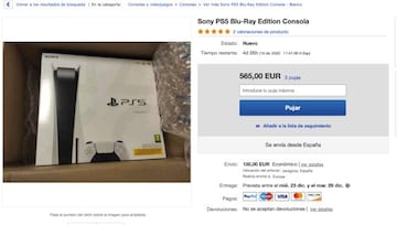 Puja por una PS5 al mejor postor; 100 euros de gastos de envío.