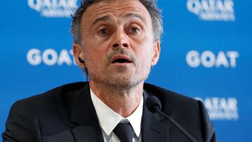 Paris Saint-Germain's newly appointed Spanish head coach Luis Enrique speaks during a press conference at the new 'campus' of French L1 Paris Saint-Germain (PSG) football club at Poissy, west of Paris on July 5, 2023. Former Barcelona and Spain coach Luis Enrique has been appointed as the new coach of Paris Saint-Germain on a two-year deal, the French champions announced on July 5, 2023. (Photo by Geoffroy VAN DER HASSELT / AFP)
