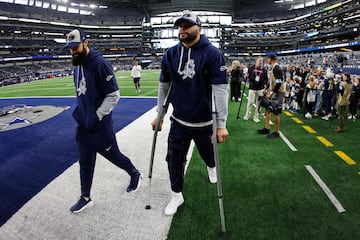 Dak Prescott of the Dallas Cowboys walks on the field prior to the game against the New York Giants at AT&T Stadium on November 28, 2024 in Arlington, Texas.