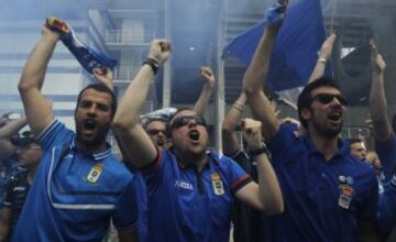 Los ultras del Oviedo causaron incidentes con los aficionados del Cádiz antes del encuentro