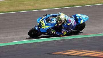 Andrea Iannone (Team Suzuki Ecstar) during the Moto GP tests in the Barcelona Catalunya circuit, in Barcelona, Spain, on May 23, 2018.