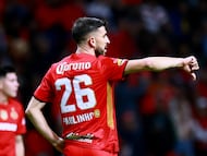 Soccer Football - Liga MX - Toluca v Club America - Estadio Nemsio Diez, Toluca, Mexico - November 8, 2025 Toluca's Paulinho reacts REUTERS/Eloisa Sanchez
