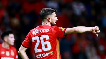 Soccer Football - Liga MX - Toluca v Club America - Estadio Nemsio Diez, Toluca, Mexico - November 8, 2025 Toluca's Paulinho reacts REUTERS/Eloisa Sanchez