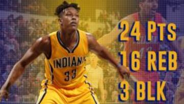 Myles Turner cumple 20 años a lo grande: 24+16 y victoria
