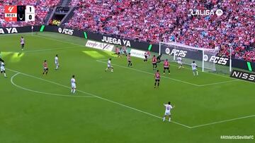 El gol del empate del Sevilla en San Mamés que es difícil de entender: la carambola es tremenda