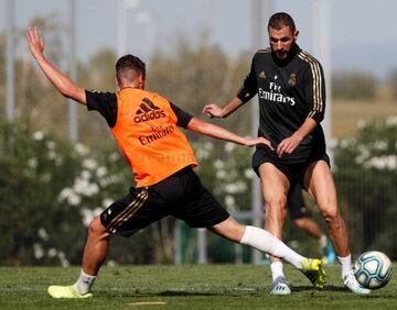 Benzema in training in Valdebebas yesterday