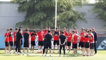 Una sesi&oacute;n de entrenamiento del Atl&eacute;tico en Majadahonda.