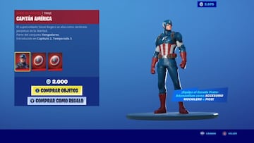 Un vistazo de cerca al skin Capit&aacute;n Am&eacute;rica