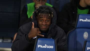 Duván Zapata en un partido de Atalanta.