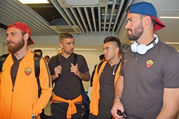 Roma, pictured en route to Liverpool today