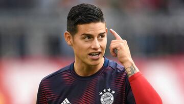 James Rodr&iacute;guez antes de un partido con el Bayern M&uacute;nich por Bundesliga.