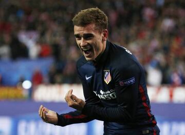 Griezmann celebra uno de los goles contra el Barcelona en Champions.