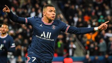 Kylian MBAPPE of PSG celebrates his goal during the French championship Ligue 1 football match between Paris Saint-Germain and FC Lorient on April 3, 2022 at Parc des Princes stadium in Paris, France - Photo Matthieu Mirville / DPPI
 AFP7 
 03/04/2022 ONL