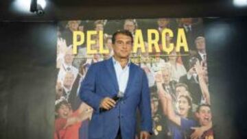 Laporta, durante la presentaci&oacute;n de su candidatura.