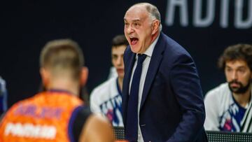 Pablo Laso, durante el partido que el Madrid jugó ante el Valencia Basket.