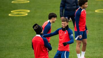 Marcos Llorente, en el entrenamiento del Atlético.