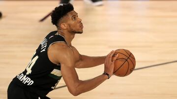 Giannis Antetokounmpo, durante un partido de la NBA con Milwaukee Bucks