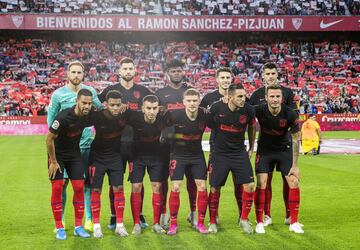 El once inicial del Atlético de Madrid. 
