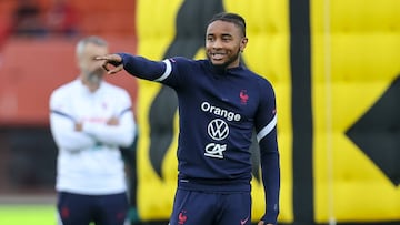 VIENNA, AUSTRIA - JUNE 10: Christopher Nkunku of France gestures prior to the UEFA Nations League League A Group 1 match between Austria and France at Ernst Happel Stadion on June 10, 2022 in Vienna, Austria. (Photo by Roland Krivec/DeFodi Images via Getty Images)