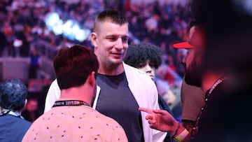 ARLINGTON, TEXAS - NOVEMBER 15: Rob Gronkowski attends LIVE On Netflix: Jake Paul vs. Mike Tyson at AT&T Stadium on November 15, 2024 in Arlington, Texas. (Photo by Sarah Stier/Getty Images for Netflix © 2024)