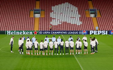 Real Madrid trained at Anfield ahead of the Champions League tie.