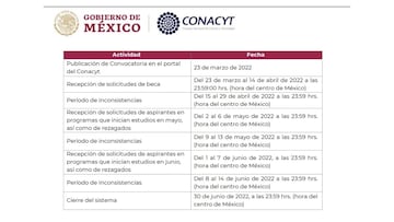 Calendario Beca Conacyt