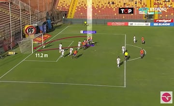 Garate anotando en una acción de táctica fija contra Palestino. 