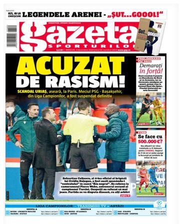 Portada de la 'Gazeta Sporturilor' del miércoles 9 de diciembre de 2020.