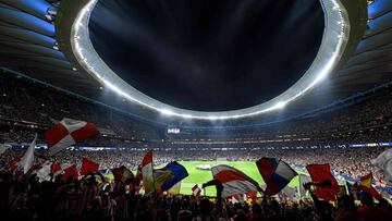 Supporters cheer and wave flags from the stands prior to the UEFA Champions League Group D football match between Atletico Madrid and Juventus, at The Wanda Metropolitano Stadium in Madrid, on September 18, 2019. (Photo by OSCAR DEL POZO / AFP)
PANORAM