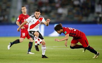 Los colombianos Juan Fernando Quintero y Juan Santos Borré fueron fundamentales para el equipo de Gallardo. El partido se disputaba contra el Kashima por el tercer puesto del Mundial de Clubes.