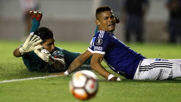 Ayron Del Valle durante el partido entre Independiente y Millonarios por Copa Libertadores