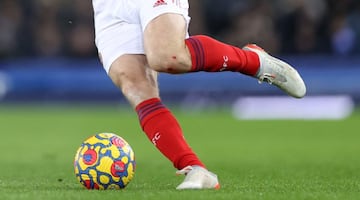 LIVERPOOL, ENGLAND - DECEMBER 06: Kieran Tierney of Arsenal in action during the Premier League match between Everton and Arsenal at Goodison Park on December 06, 2021 in Liverpool, England. (Photo by Naomi Baker/Getty Images)