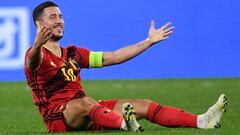 Soccer Football - Euro 2020 - Group B - Finland v Belgium - Saint Petersburg Stadium, Saint Petersburg, Russia - June 21, 2021 Belgium&#039;s Eden Hazard reacts Pool via REUTERS/Kirill Kudryavtsev