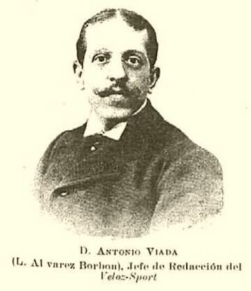Antonio Viada, director de 'El Ciclista'. Fue un periodista muy polivalente, escribía artículos en un sinfín de revistas españolas y extranjeras bajo los seudónimos de Luis Álvarez Borbón,  L.A.B. y Ciclolata. 

