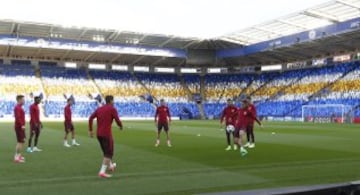 Así ha sido el entrenamiento del Atlético en Leicester