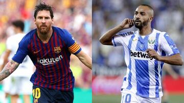 25/09/2018 Lionel Messi y Nabil El Zhar - Previa Legan&eacute;s - Barcelona.
 
 El Bar&ccedil;a quiere &#039;reponerse&#039; a costa de un Legan&eacute;s herido Los pepineros todav&iacute;a no conocen la victoria esta temporada
 
 DEPORTES
 LALIGA/EP
 