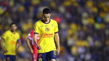 Alvaro Fidalgo of America during the final first leg match between America and Toluca as part of the Liga BBVA MX, Torneo Clausura 2025 at Ciudad de los Deportes Stadium on May 22, 2025 in Mexico City, Mexico.
