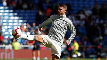 Ramos, antes del partido Real Madrid-Levante.