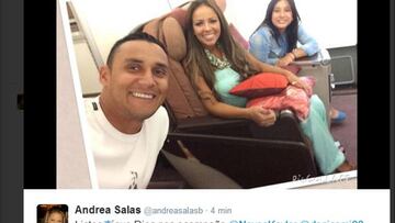 Keylor Navas y su mujer se hicieron un ‘selfie’ antes de volar